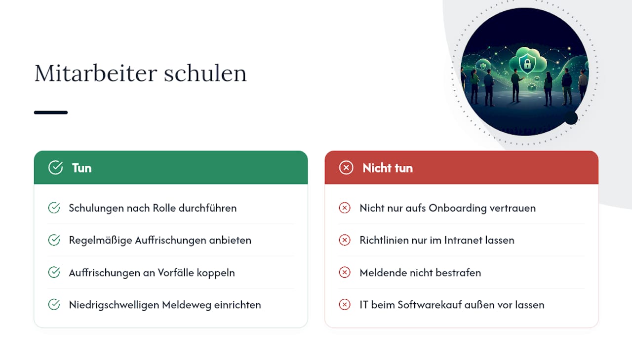 Mitarbeiter schulen, damit Richtlinien nicht nur auf Papier stehen — overview diagram