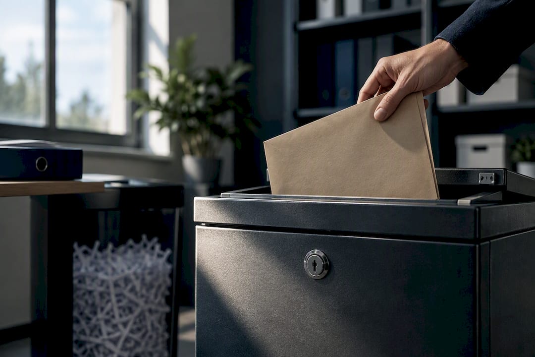 Vorbereitung zur sicheren Vernichtung vertraulicher Dokumente