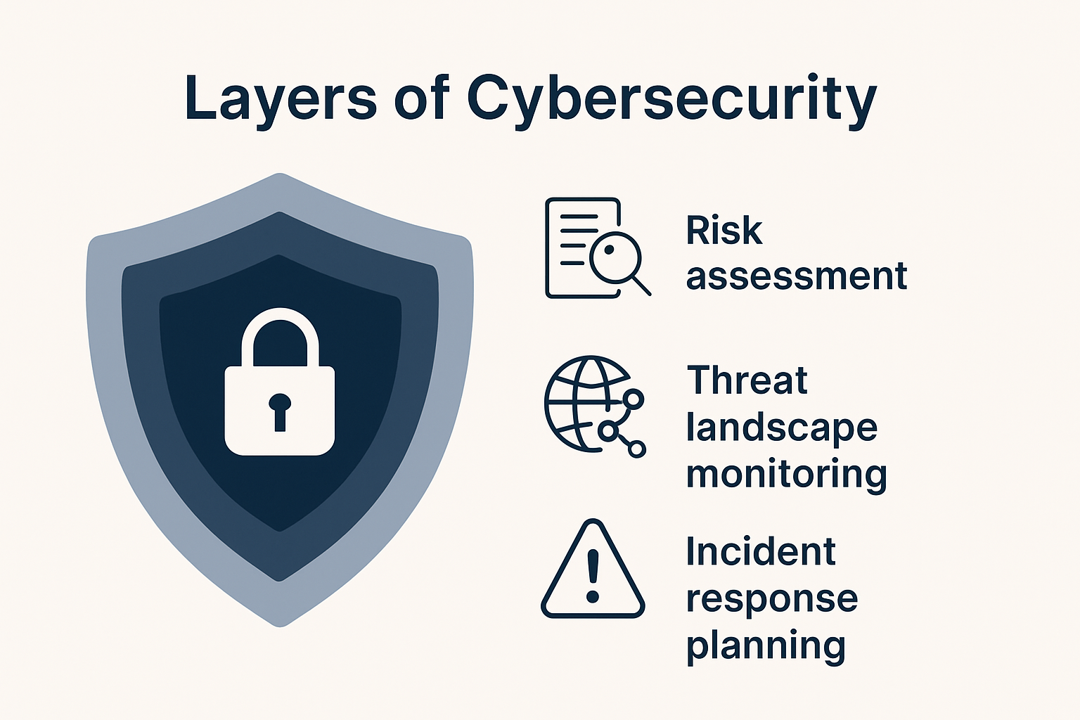 Infographic showing layers of cybersecurity defense.