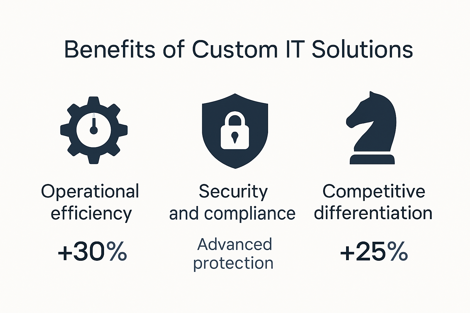 Infographic showing benefits of custom IT solutions