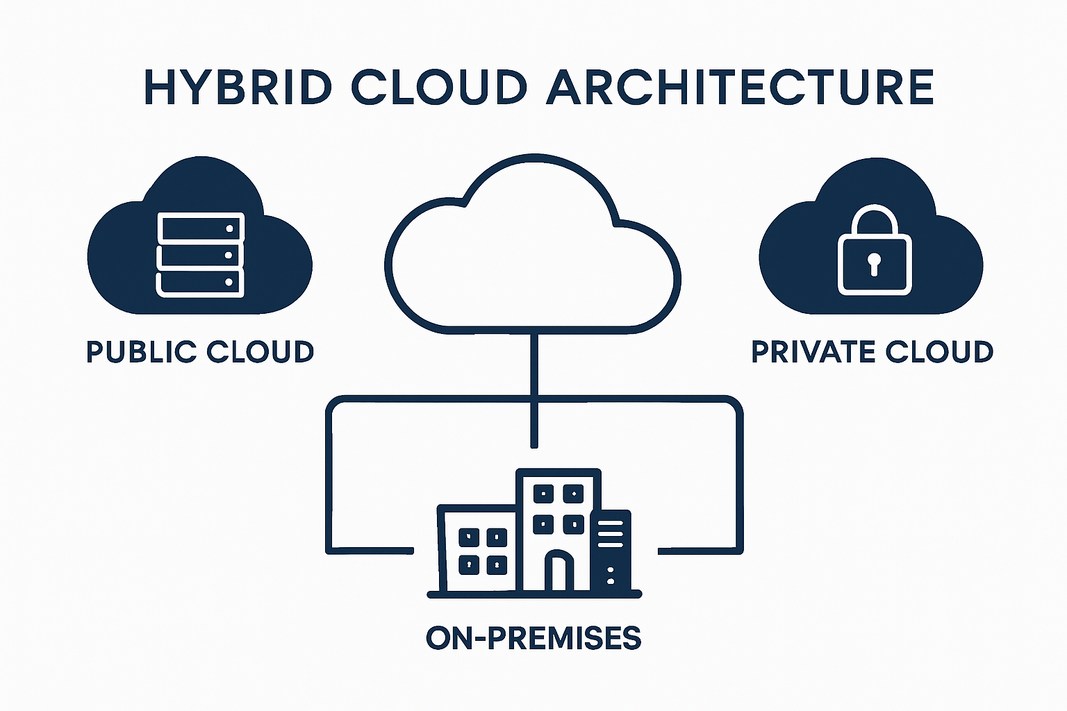 Diagram showing connection between public, private, on-premises clouds