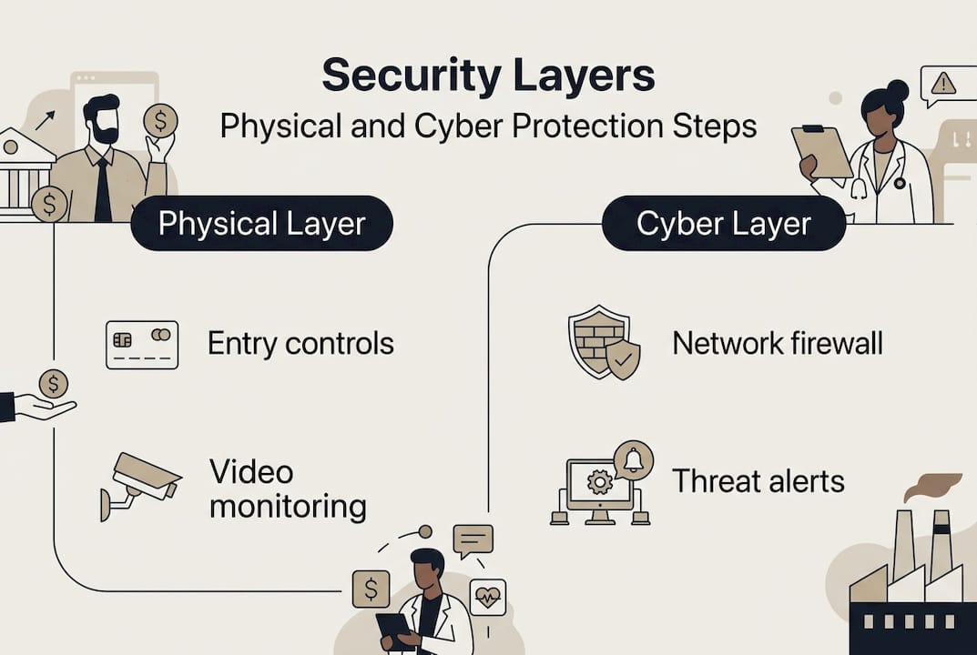 Infographic shows physical and cyber security steps