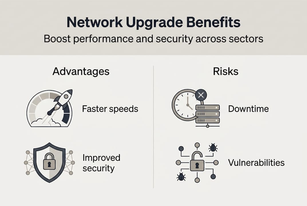 Why upgrade network infrastructure? Boost performance and security - Re-solution Infographic showing network upgrade advantages and risks