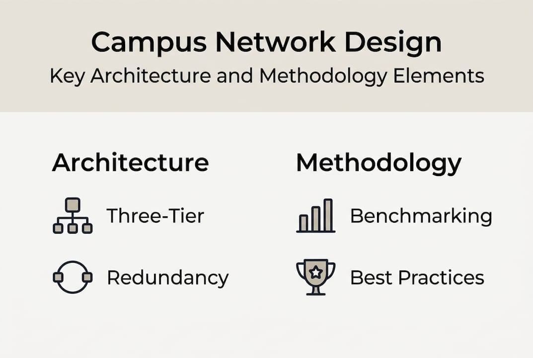 Campus network design: strategic principles for robust connectivity - Re-solution Infographic comparing architecture and methodology