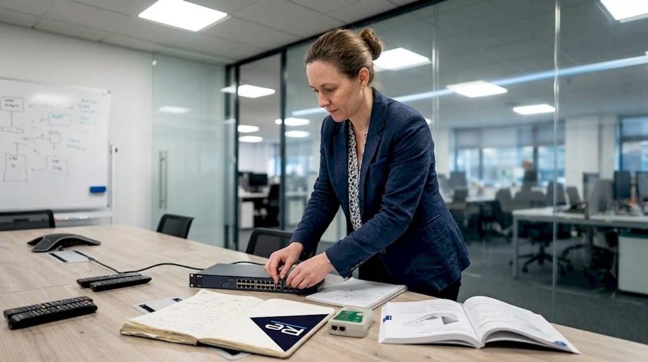 Network admin configures SDN switch in meeting room
