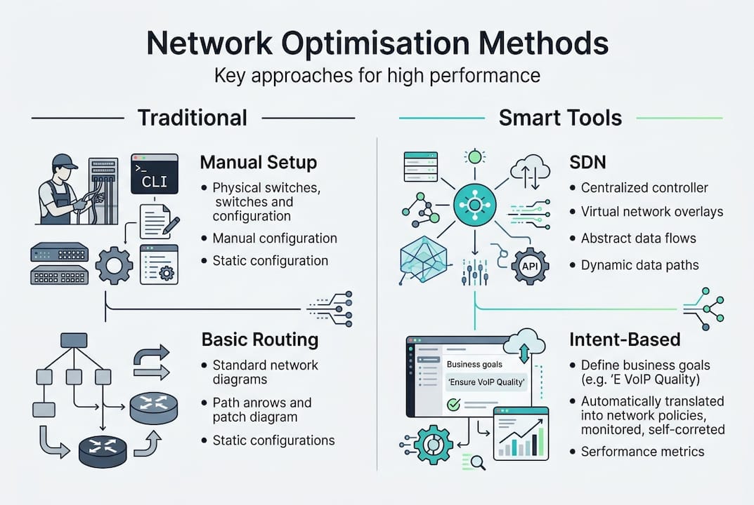 Infographic showing network optimisation methods overview