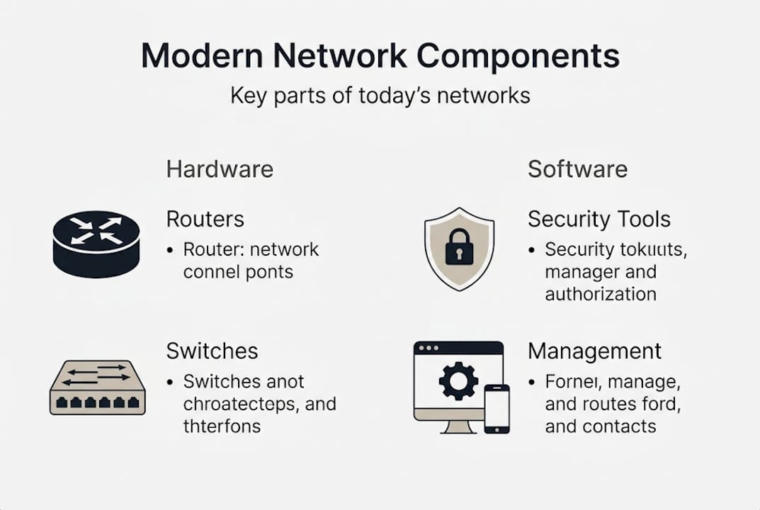 Get results with the right network solutions: your guide - Re-solution Infographic showing network components overview