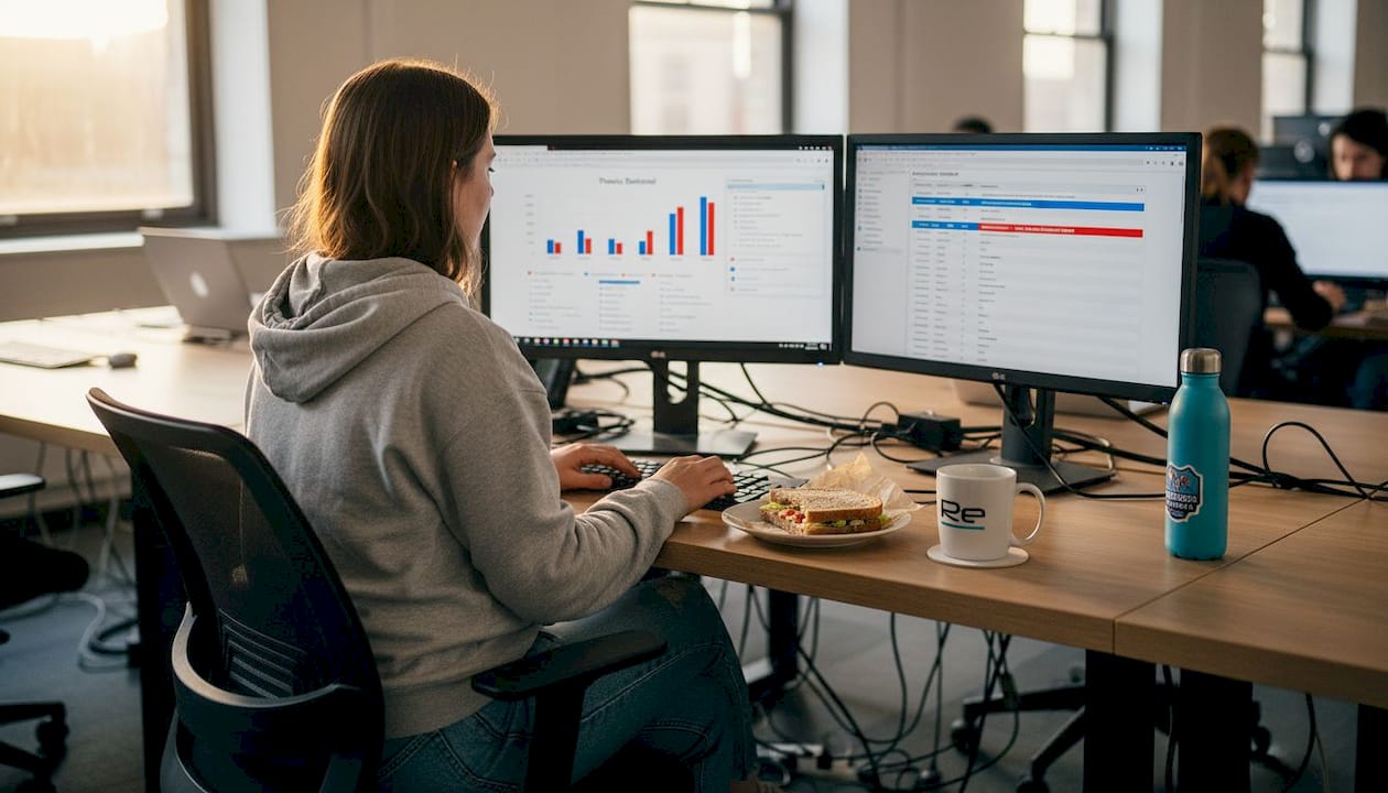 Engineer reviewing endpoint security alerts on monitors