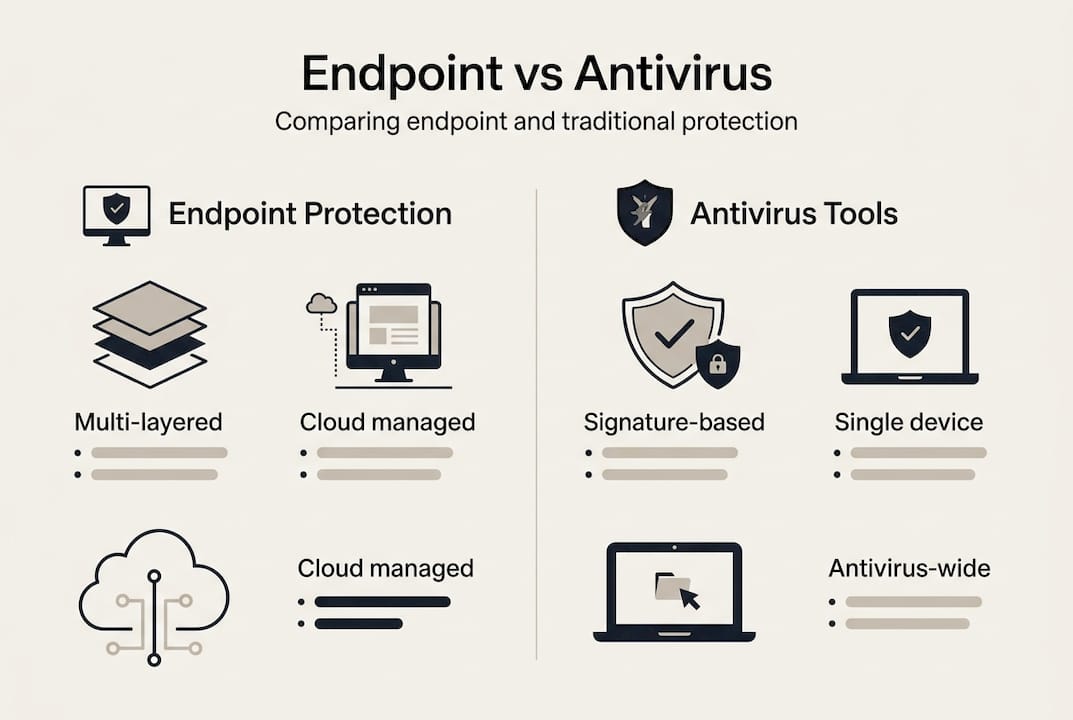 Infographic comparing endpoint and antivirus protection