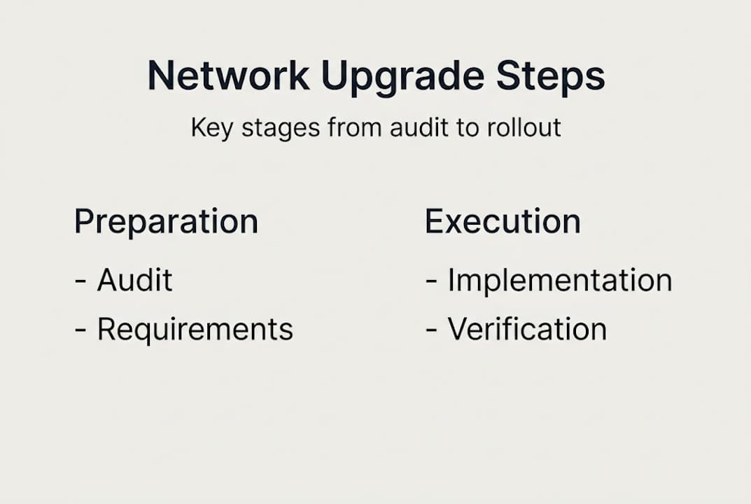 Infographic of network upgrade steps overview