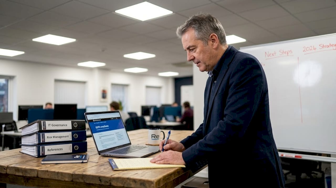 IT leader tracking compliance updates workspace