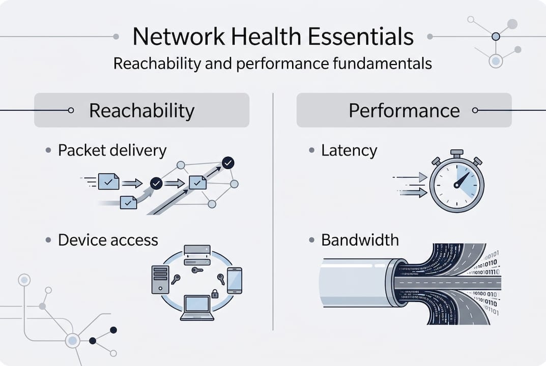 Infographic showing core network health areas