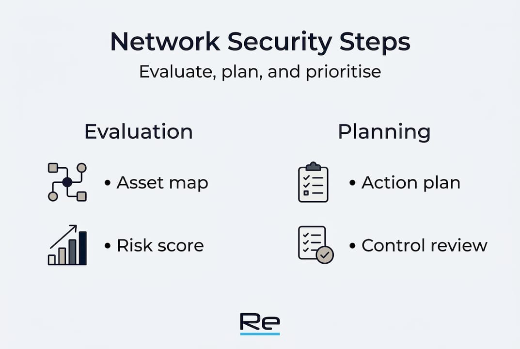 Infographic showing network security planning steps