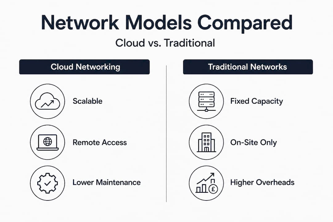 Infographic comparing cloud and traditional networks