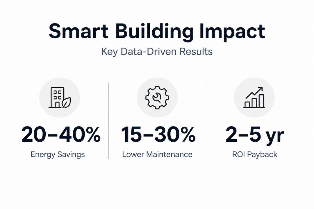 Smart building technology for operational efficiency - Re-solution Infographic with smart building efficiency statistics