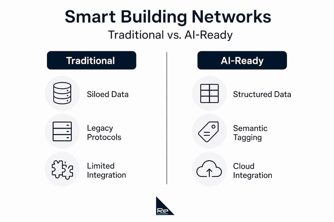 Infographic comparing traditional vs. AI-ready networks