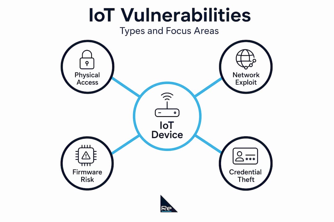 IoT security explained for IT decision-makers - Re-solution Infographic shows IoT vulnerability types in hierarchy