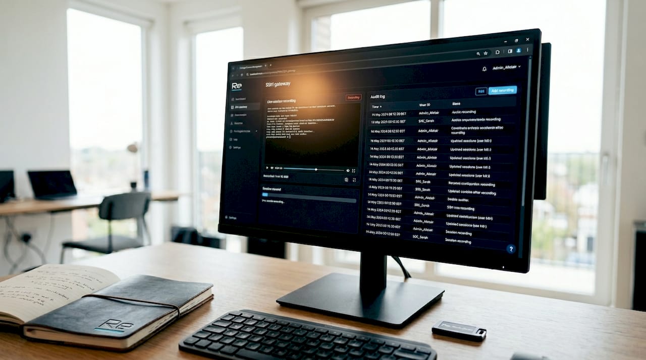 Examples of secure access solutions for IT managers - Re-solution PAM SSH gateway session recording interface