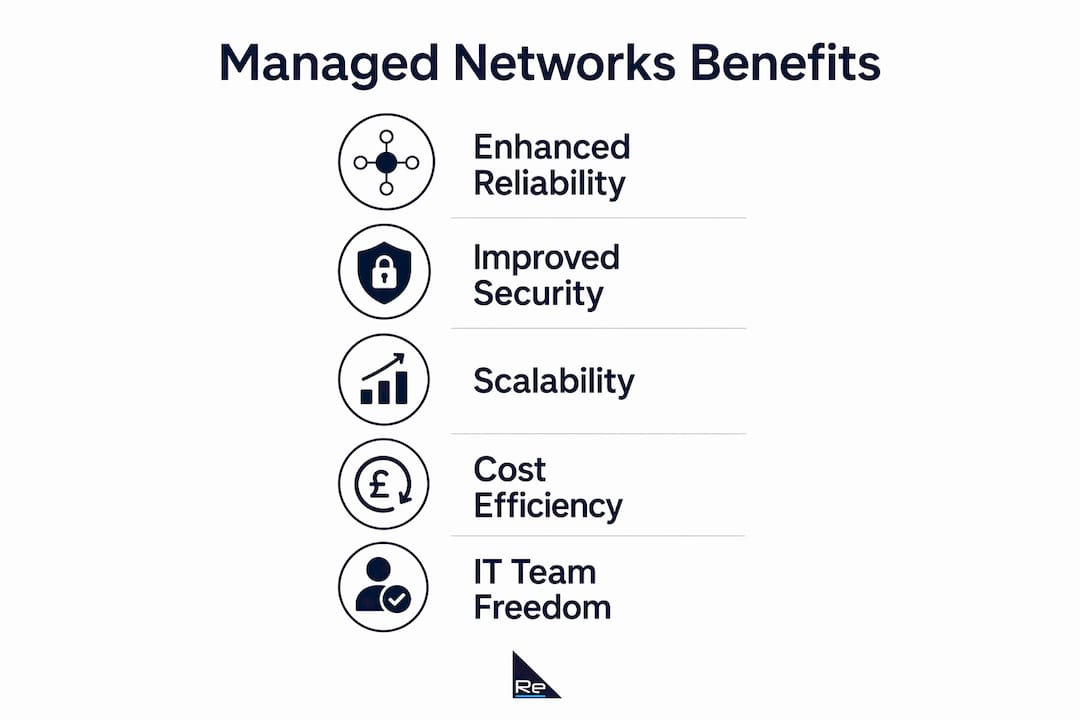 Infographic outlining core benefits of managed networks