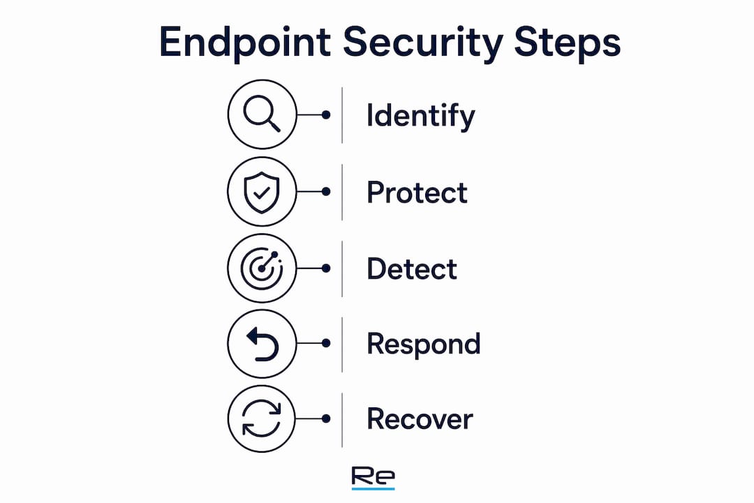 Why secure network endpoints: a guide for IT teams - Re-solution Infographic showing key steps in endpoint security
