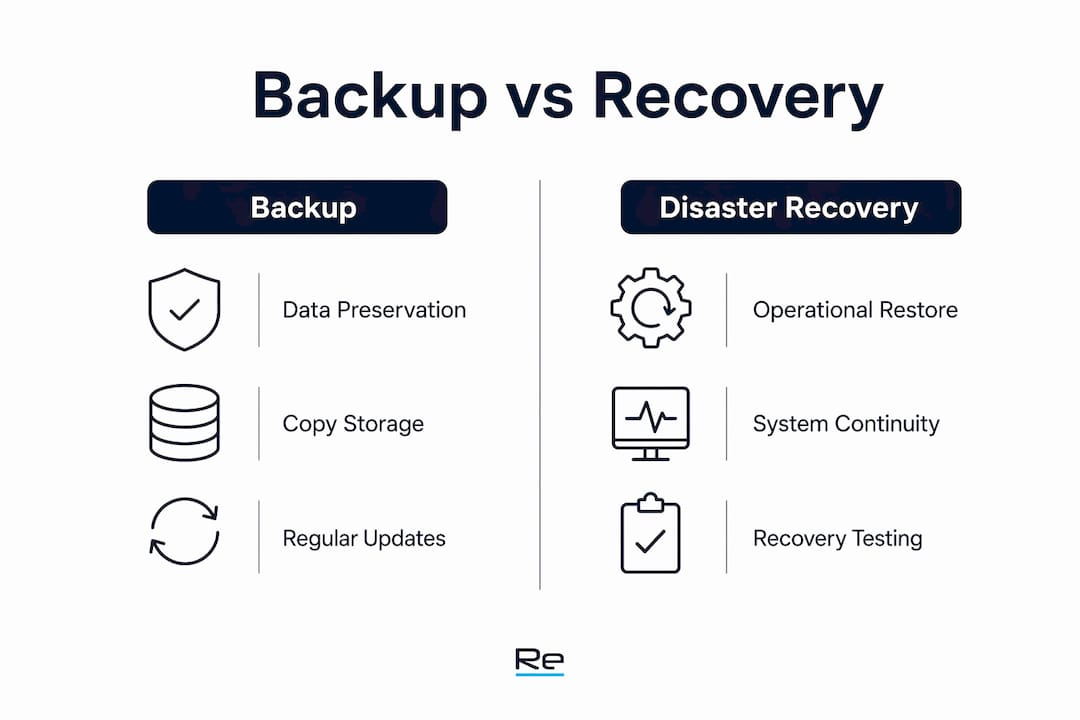 Infographic comparing backup and disaster recovery