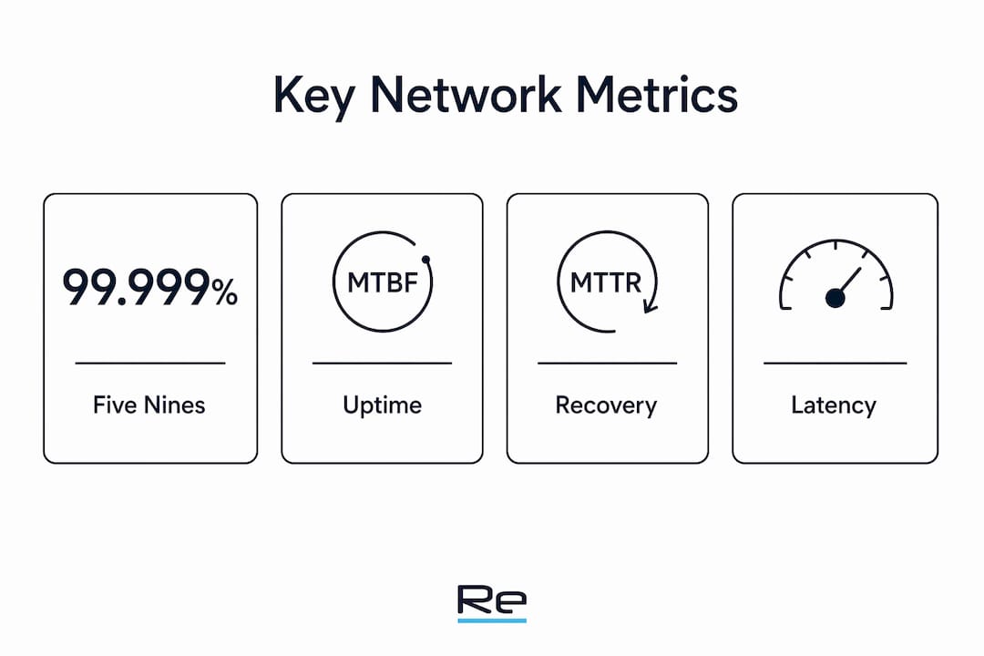 Infographic displaying key network reliability metrics