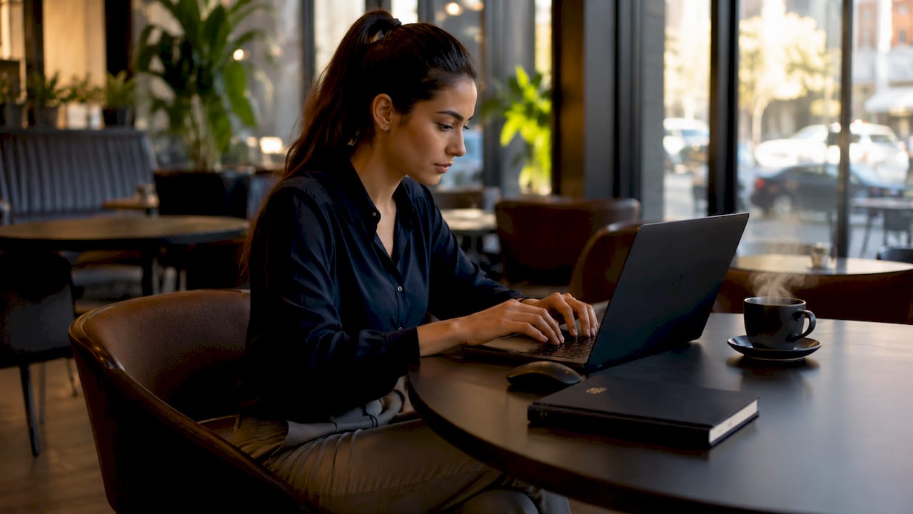 Role of firewalls in business: 2026 guide for IT teams - Re-solution Hands typing on laptop learning about firewall types