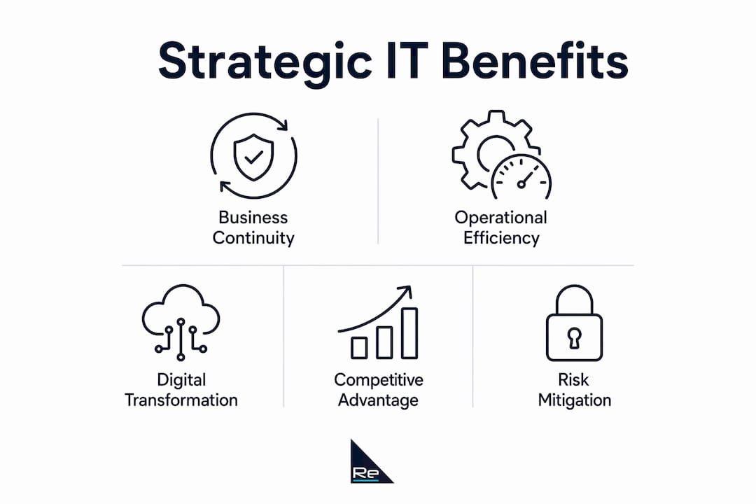 Infographic illustrating strategic benefits of IT infrastructure