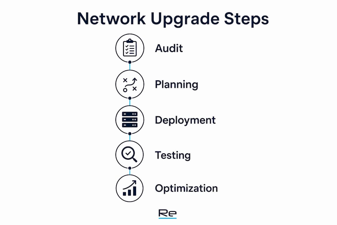 Infographic showing hospitality network upgrade process