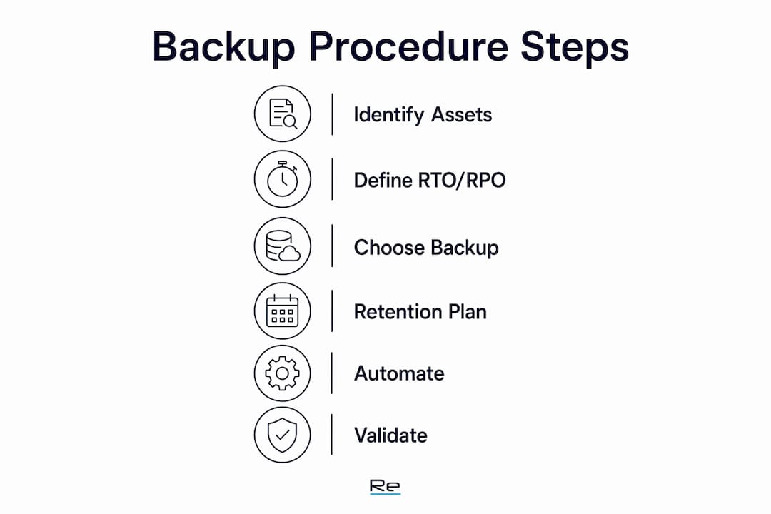 Infographic illustrating backup procedure steps