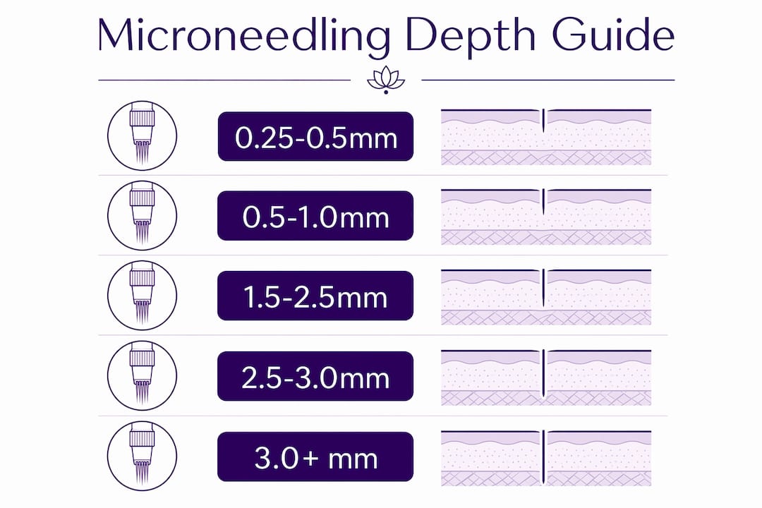 Infographic with microneedling depth ranges