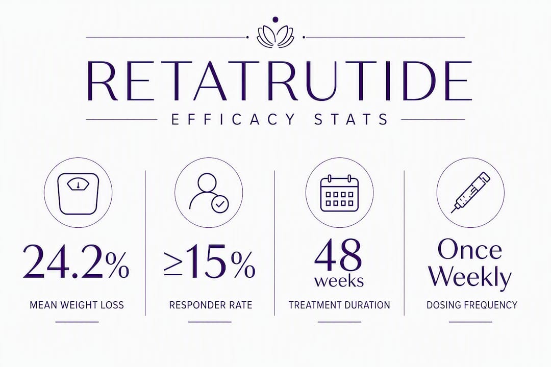 Infographic showing key retatrutide clinical trial statistics