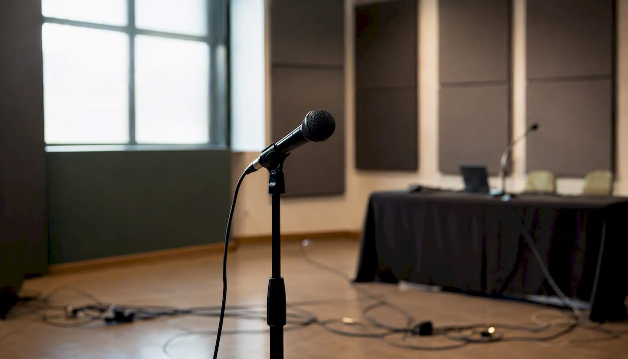 Microphone setup in reverberant conference room