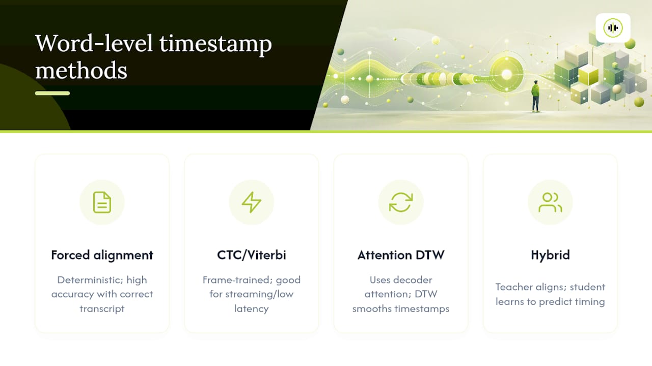 Comparison of word-level timestamp algorithm families