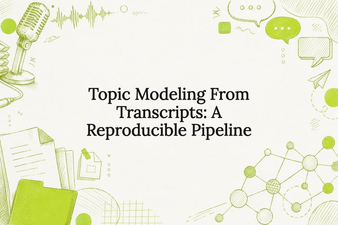 Decorative title card illustration for topic modeling article