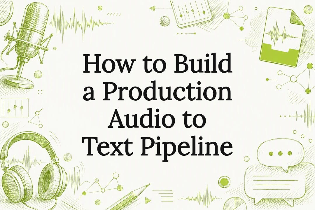 Decorative title card illustration for audio transcription article