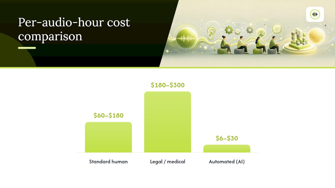 Cost comparison chart for transcription types