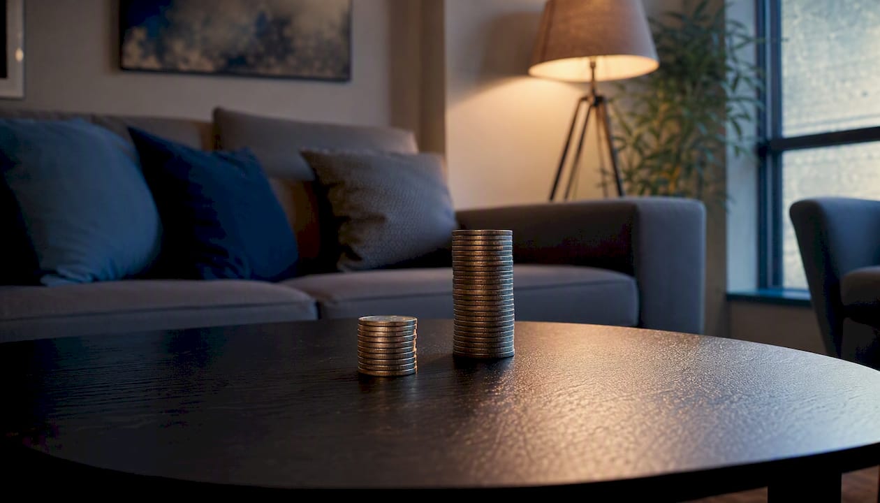 Two stacks of cash representing staged deposits