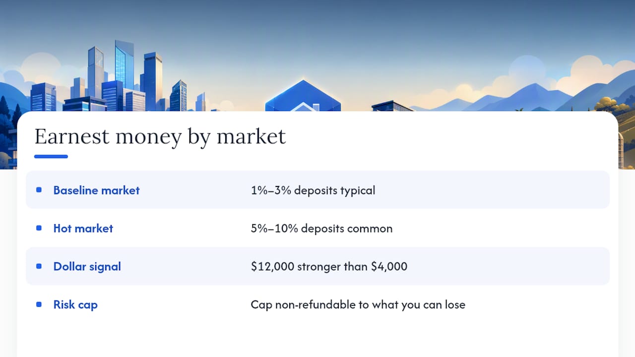 Diagram showing earnest money deposit percentages in different markets