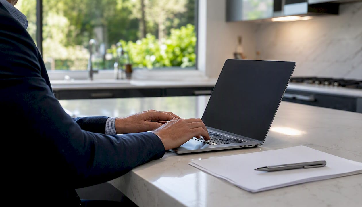 Hand sending real estate offer email