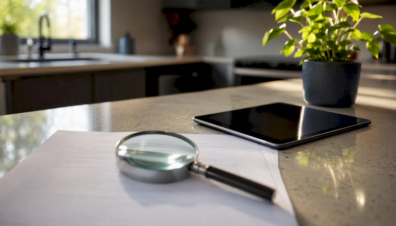 Magnifying glass over property title document