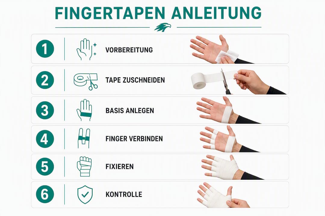 Schritt-für-Schritt-Infografik: So tapen Sie Ihre Finger richtig
