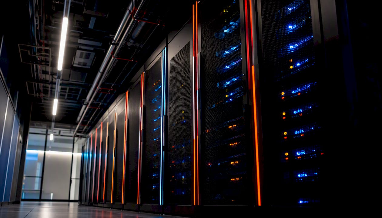 Server racks in clinical healthcare data center