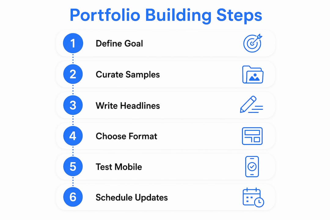Infographic showing steps to build a job search portfolio