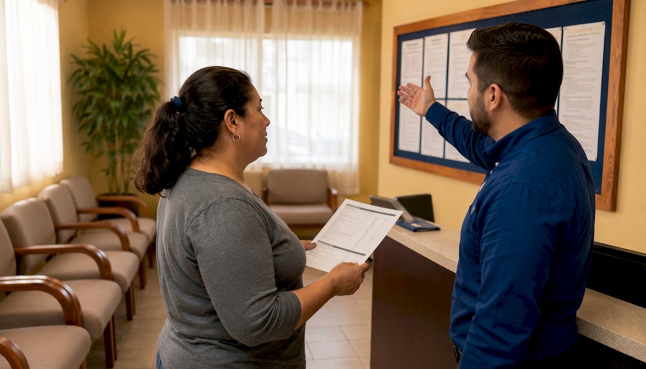Patient discussing green card exam cost details