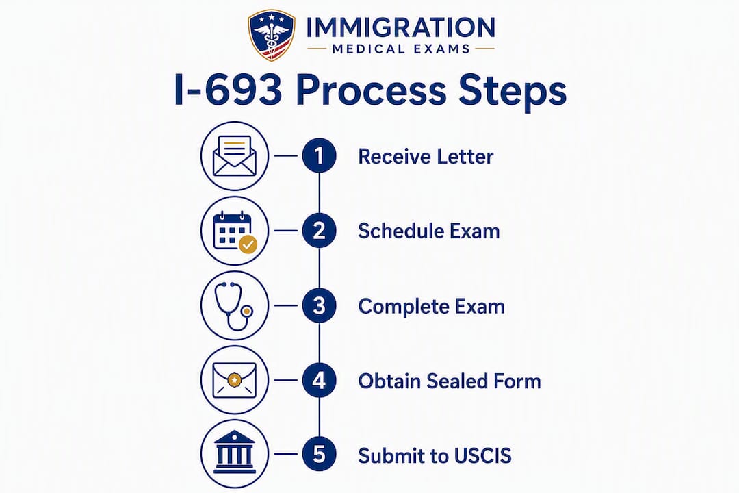 Infographic showing I-693 process steps