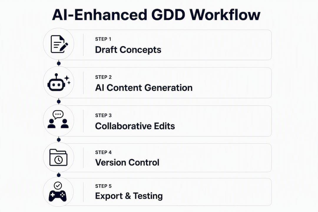 Infographic of AI-assisted game design steps