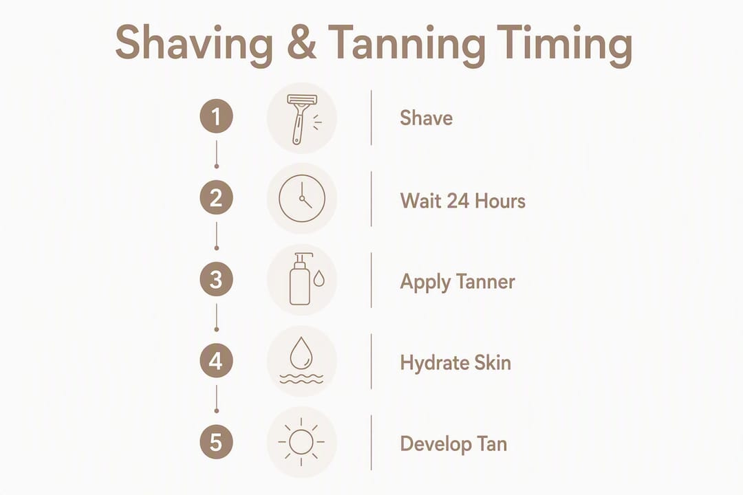 Infographic showing shaving to tanning timing steps