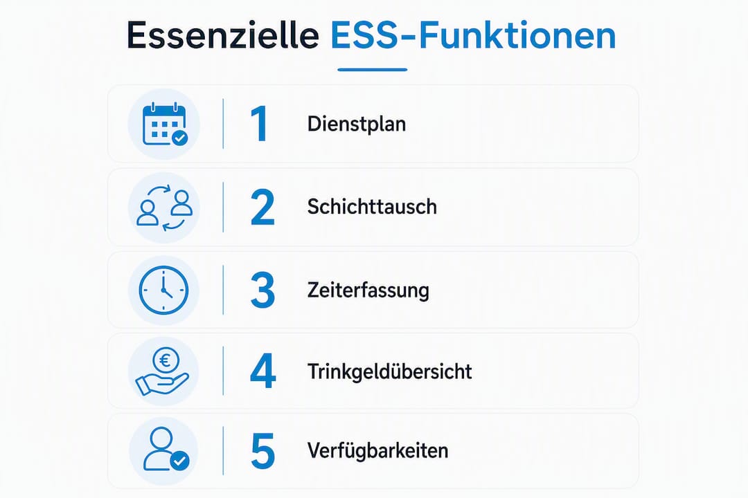 Grafik: Die wichtigsten Funktionen eines ESS-Systems für die Gastronomie auf einen Blick
