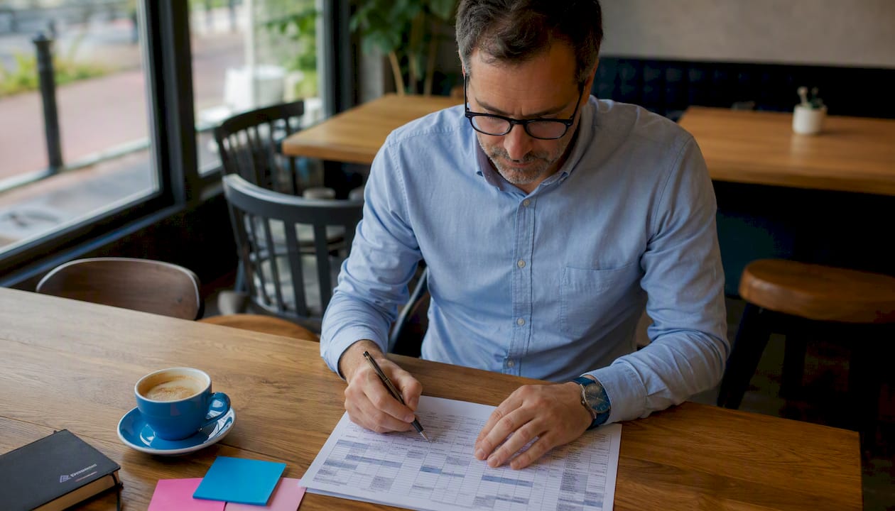 Gastronom bespricht Ruhezeiten im Dienstplan mit seinem Team
